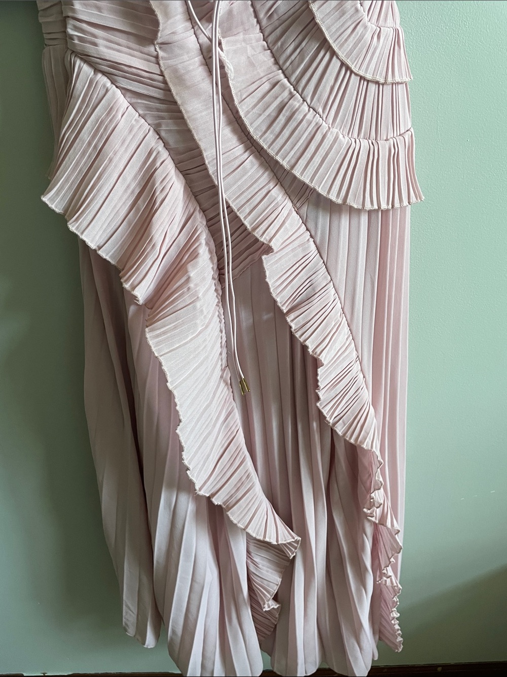 Pleated Ruffle Maxi Dress in Blush Pink - Picture 11 of 12